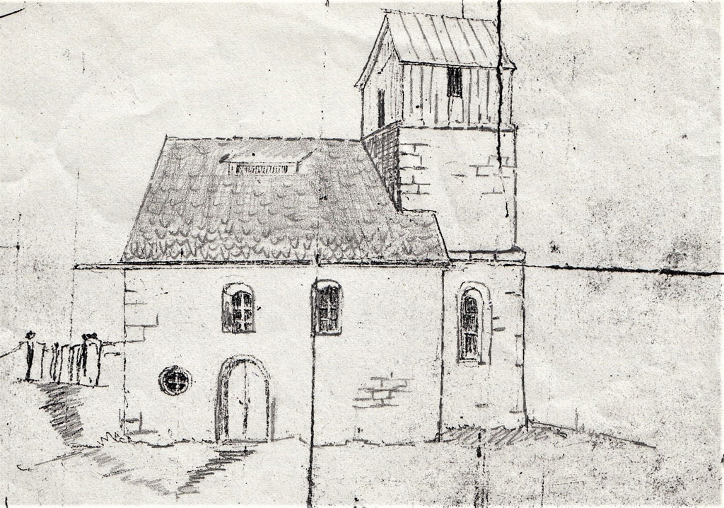 Die Fünfbronner Kirche um das Jahr 1850