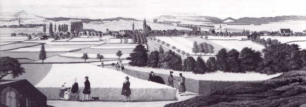 Gunzenhausen im 19. Jahrhundert - Blick von der "Burgstall-Riviera" auf die Stadt